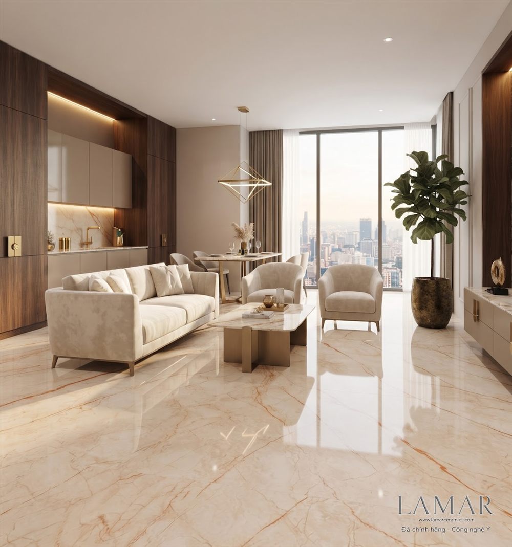 Lát sàn đá nung kết Rosa Light LAMAR